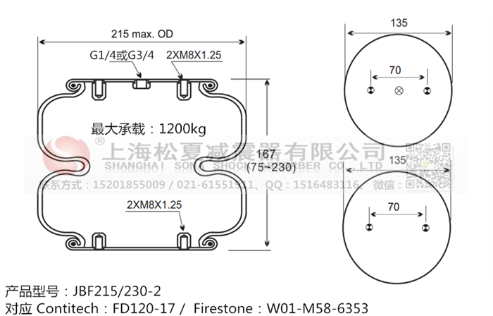 JBF215/230-2橡膠<a href='http://485353.cn/' target='_blank'><u>空氣彈簧</u></a>