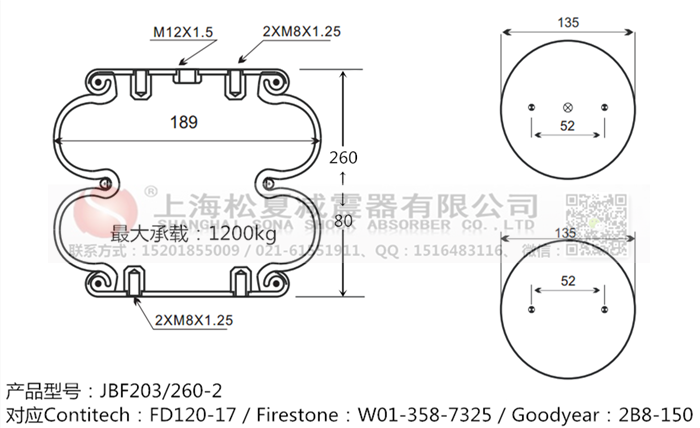 JBF203/260-2橡膠<a href='http://485353.cn/' target='_blank'><u>空氣彈簧</u></a>